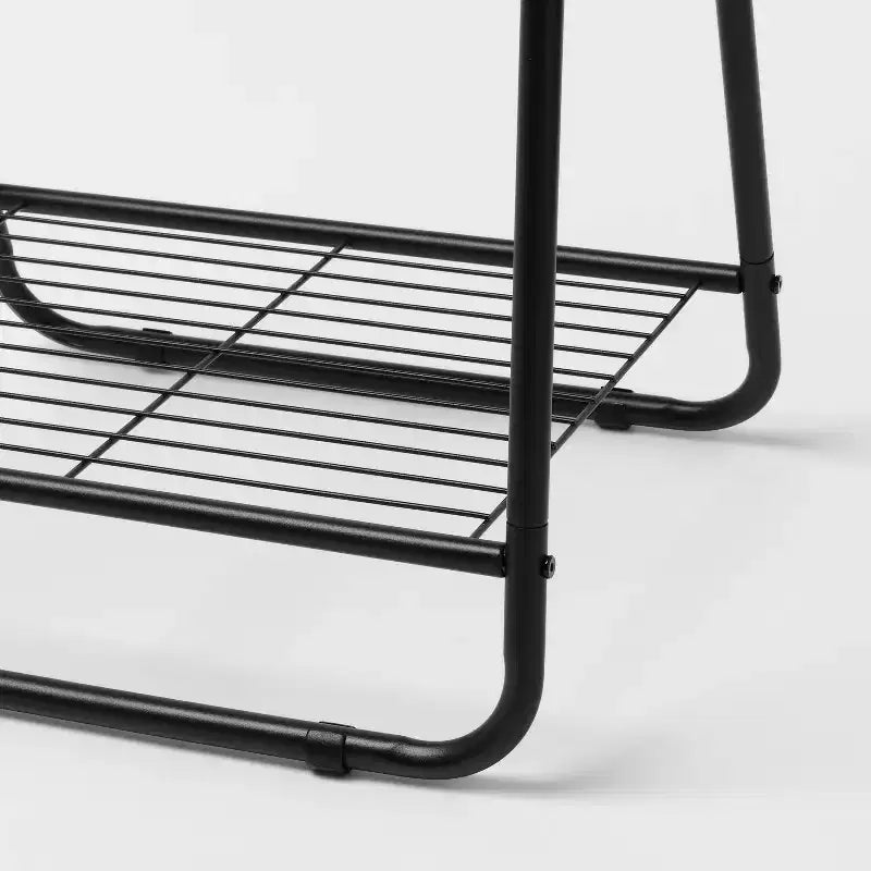 Portant à vêtements étroit avec étagère à chaussures, Organisateur de placard peu encombrant