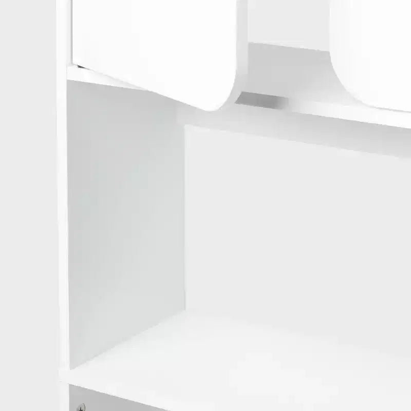 Étagère de salle de bain en stratifié, Tour de rangement de salle de bain autoportante avec étagères