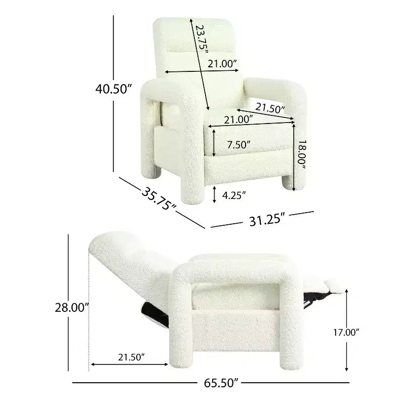 Fauteuil inclinable d'appoint rembourré avec dossier réglable de 31 po de largeur