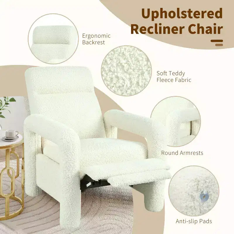 Fauteuil inclinable d'appoint rembourré avec dossier réglable de 31 po de largeur