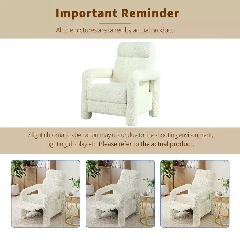 Fauteuil inclinable d'appoint rembourré avec dossier réglable de 31 po de largeur