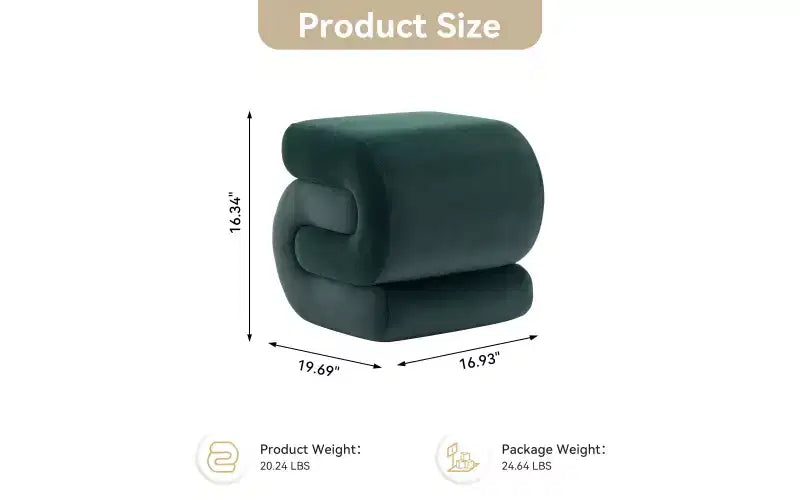 Repose-pieds ottoman 20W en velours en forme de S, repose-pieds d'appoint moderne