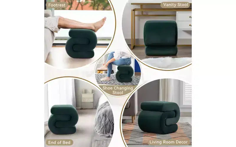 Repose-pieds ottoman 20W en velours en forme de S, repose-pieds d'appoint moderne