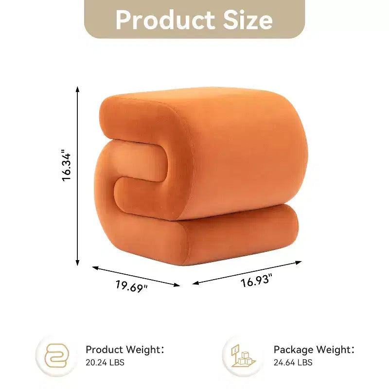 Repose-pieds ottoman 20W en velours en forme de S, repose-pieds d'appoint moderne