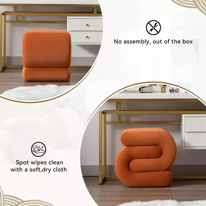 Repose-pieds ottoman 20W en velours en forme de S, repose-pieds d'appoint moderne