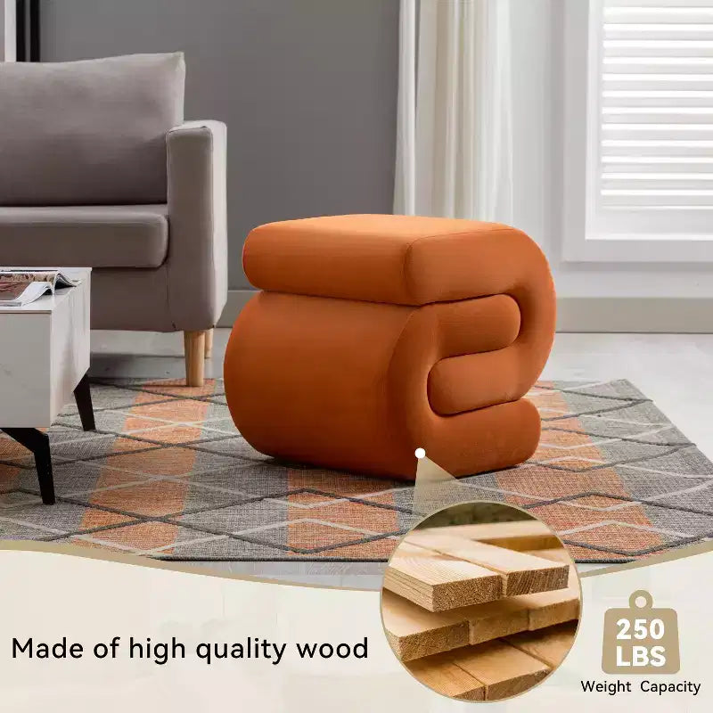 Repose-pieds ottoman 20W en velours en forme de S, repose-pieds d'appoint moderne