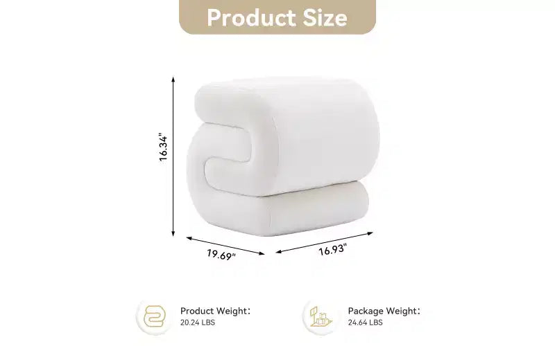 Repose-pieds ottoman 20W en velours en forme de S, repose-pieds d'appoint moderne