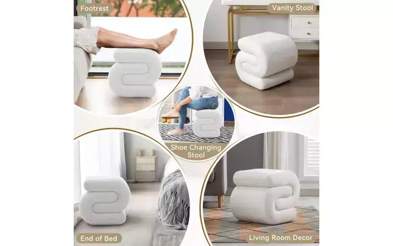 Repose-pieds ottoman 20W en velours en forme de S, repose-pieds d'appoint moderne