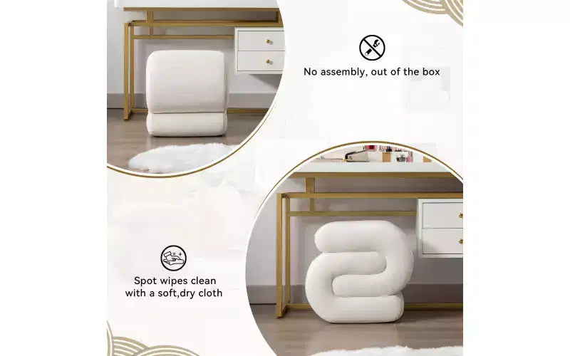Repose-pieds ottoman 20W en velours en forme de S, repose-pieds d'appoint moderne