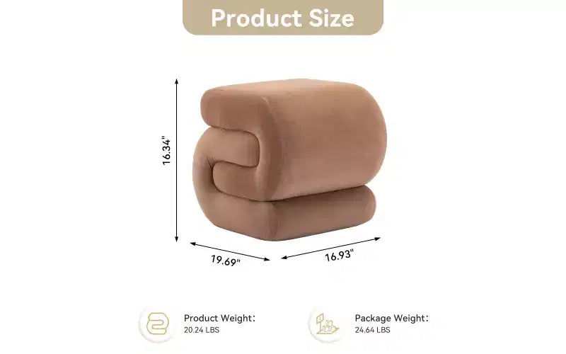 Repose-pieds ottoman 20W en velours en forme de S, repose-pieds d'appoint moderne