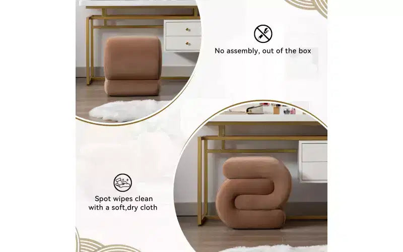 Repose-pieds ottoman 20W en velours en forme de S, repose-pieds d'appoint moderne
