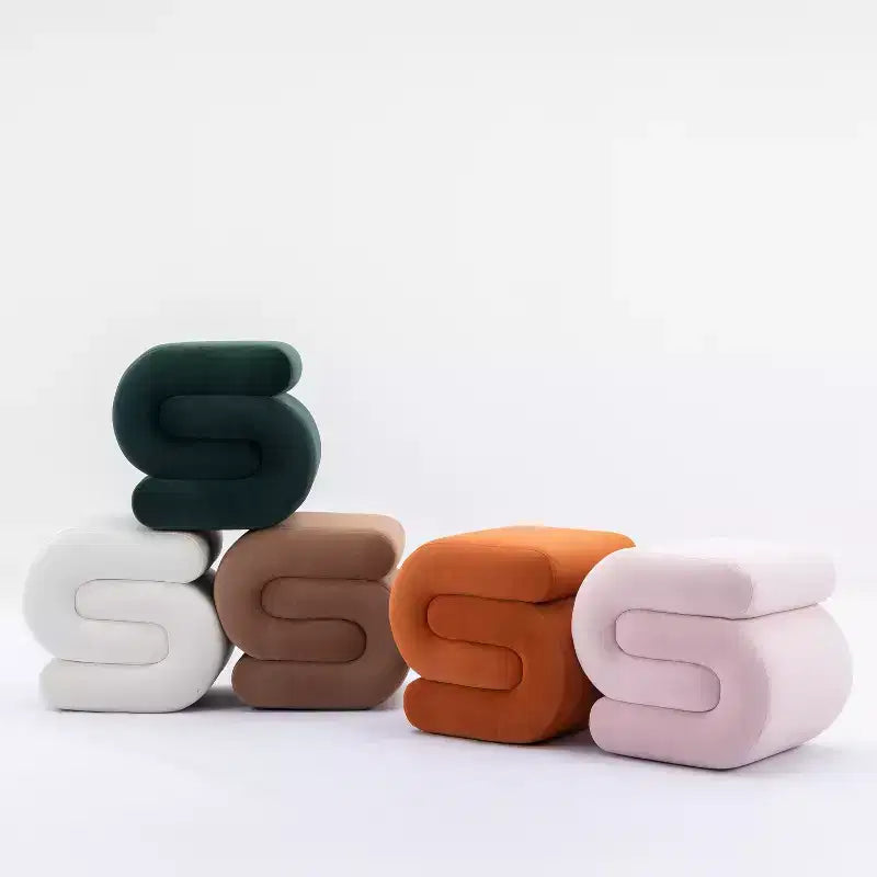 Repose-pieds ottoman 20W en velours en forme de S, repose-pieds d'appoint moderne