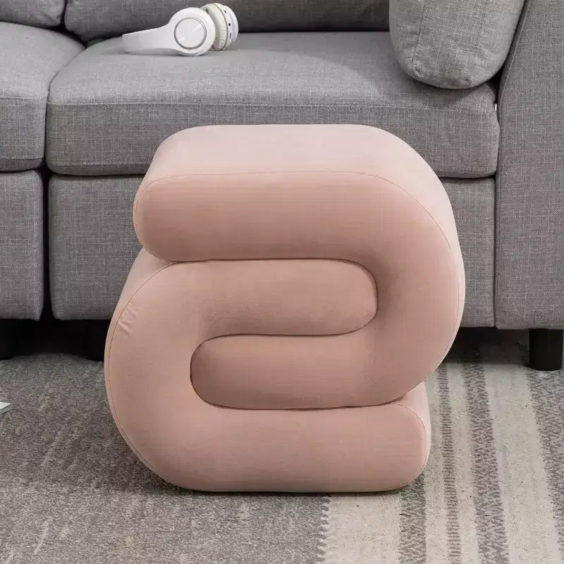 Repose-pieds ottoman 20W en velours en forme de S, repose-pieds d'appoint moderne