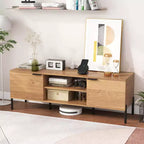 Meuble TV 2 portes avec station de charge, Centre de divertissement multimédia pour téléviseurs jusqu'à 65 po