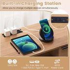 Meuble TV 2 portes avec station de charge, Centre de divertissement multimédia pour téléviseurs jusqu'à 65 po