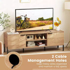 Meuble TV 2 portes avec station de charge, Centre de divertissement multimédia pour téléviseurs jusqu'à 65 po