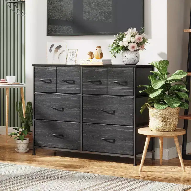 Commode large en tissu à 8 tiroirs, meuble de rangement pour chambre, placard et entrée