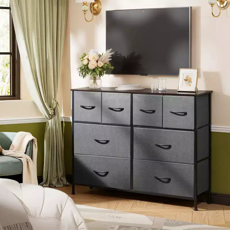 Commode large en tissu à 8 tiroirs, meuble de rangement pour chambre, placard et entrée
