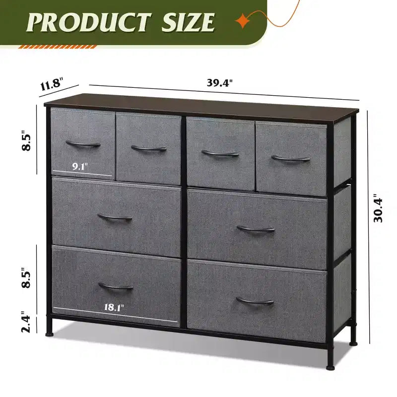 Commode large en tissu à 8 tiroirs, meuble de rangement pour chambre, placard et entrée