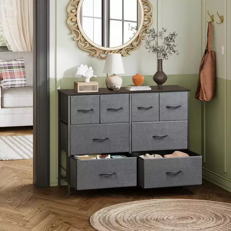 Commode large en tissu à 8 tiroirs, meuble de rangement pour chambre, placard et entrée