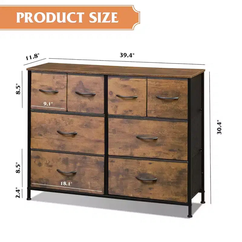 Commode large en tissu à 8 tiroirs, meuble de rangement pour chambre, placard et entrée