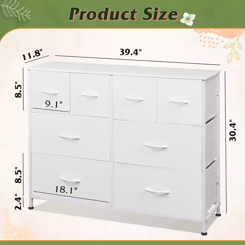 Commode large en tissu à 8 tiroirs, meuble de rangement pour chambre, placard et entrée