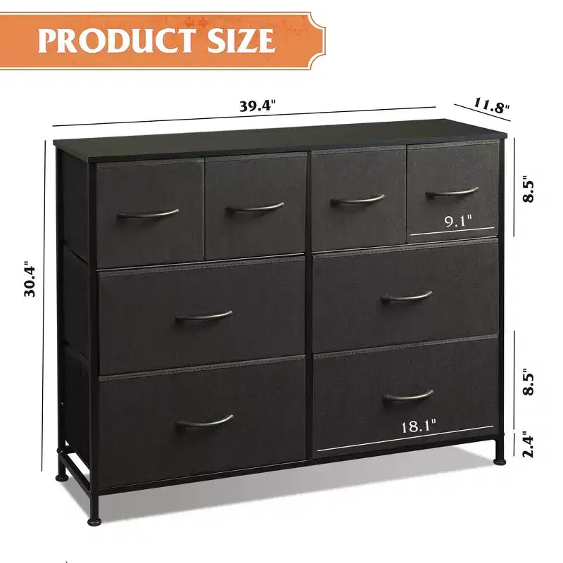 Commode large en tissu à 8 tiroirs, meuble de rangement pour chambre, placard et entrée