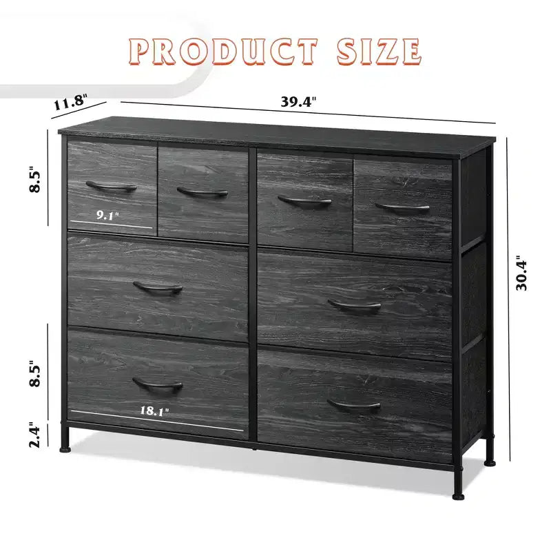 Commode large en tissu à 8 tiroirs, meuble de rangement pour chambre, placard et entrée