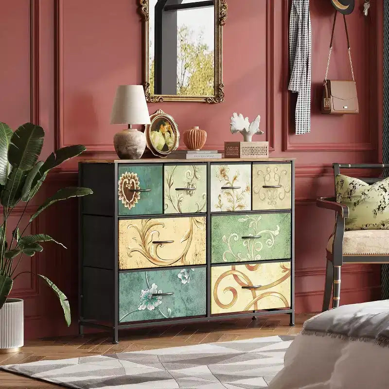 Commode large en tissu à 8 tiroirs, meuble de rangement pour chambre, placard et entrée