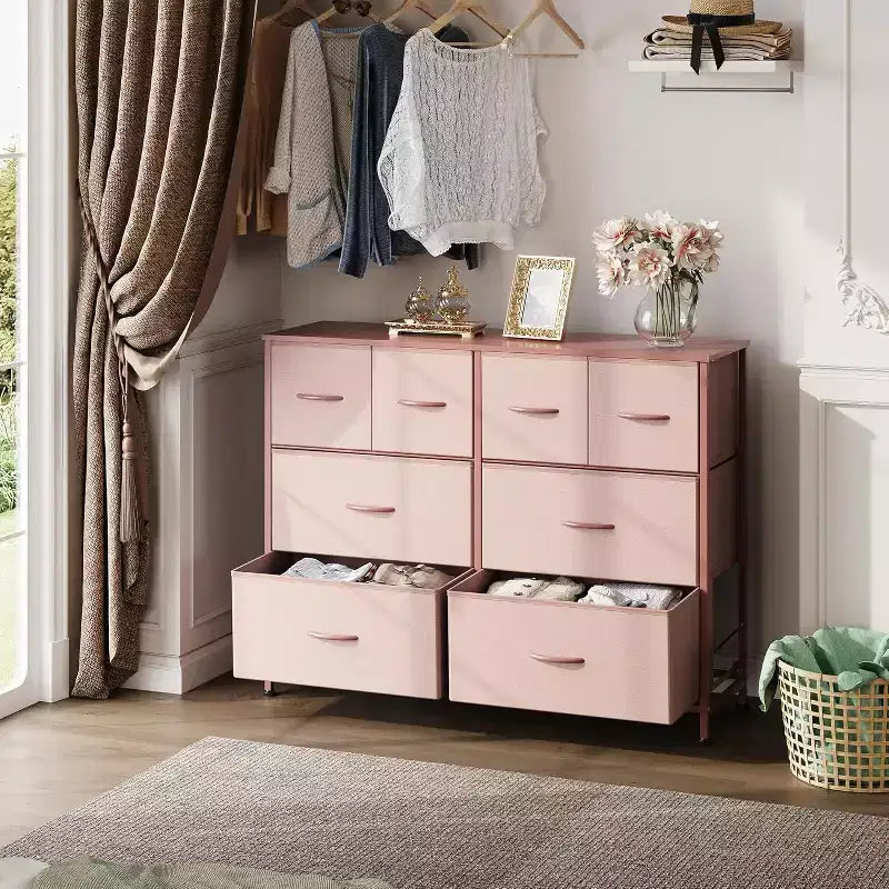 Commode large en tissu à 8 tiroirs, meuble de rangement pour chambre, placard et entrée