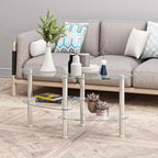 Table basse ovale en verre, table d'appoint moderne pour salon, plateau transparent/noir