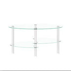 Table basse ovale en verre, table d'appoint moderne pour salon, plateau transparent/noir