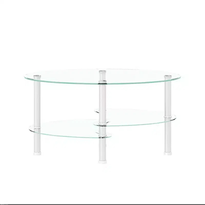 Table basse ovale en verre, table d'appoint moderne pour salon, plateau transparent/noir