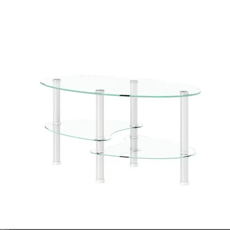Table basse ovale en verre, table d'appoint moderne pour salon, plateau transparent/noir