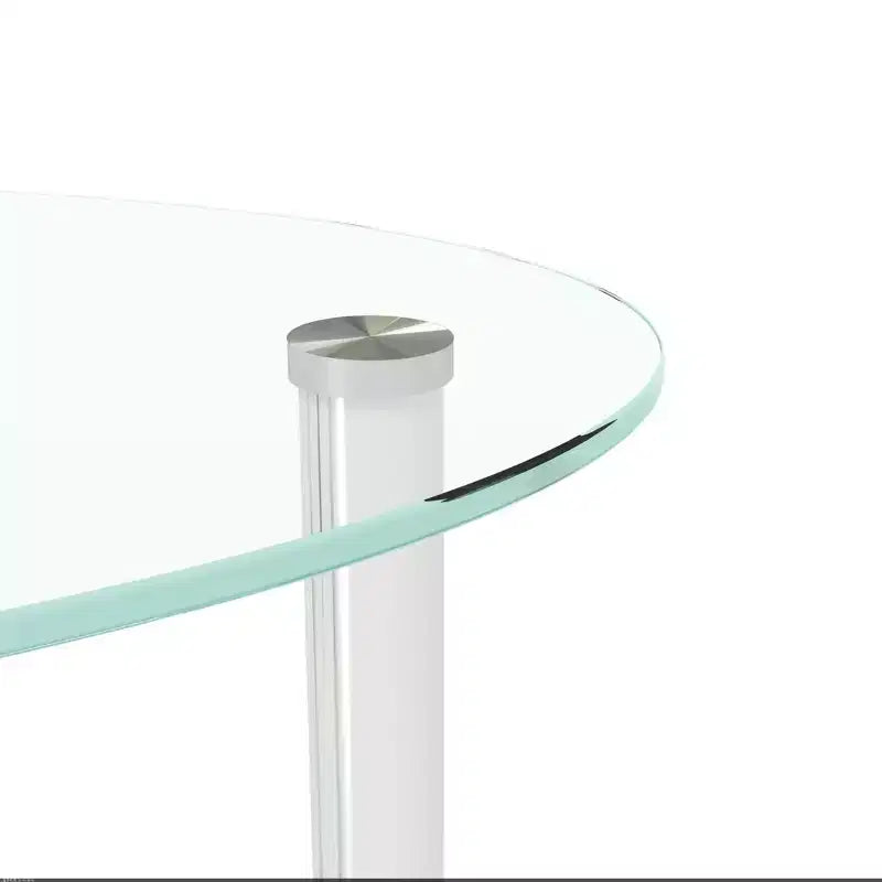 Table basse ovale en verre, table d'appoint moderne pour salon, plateau transparent/noir