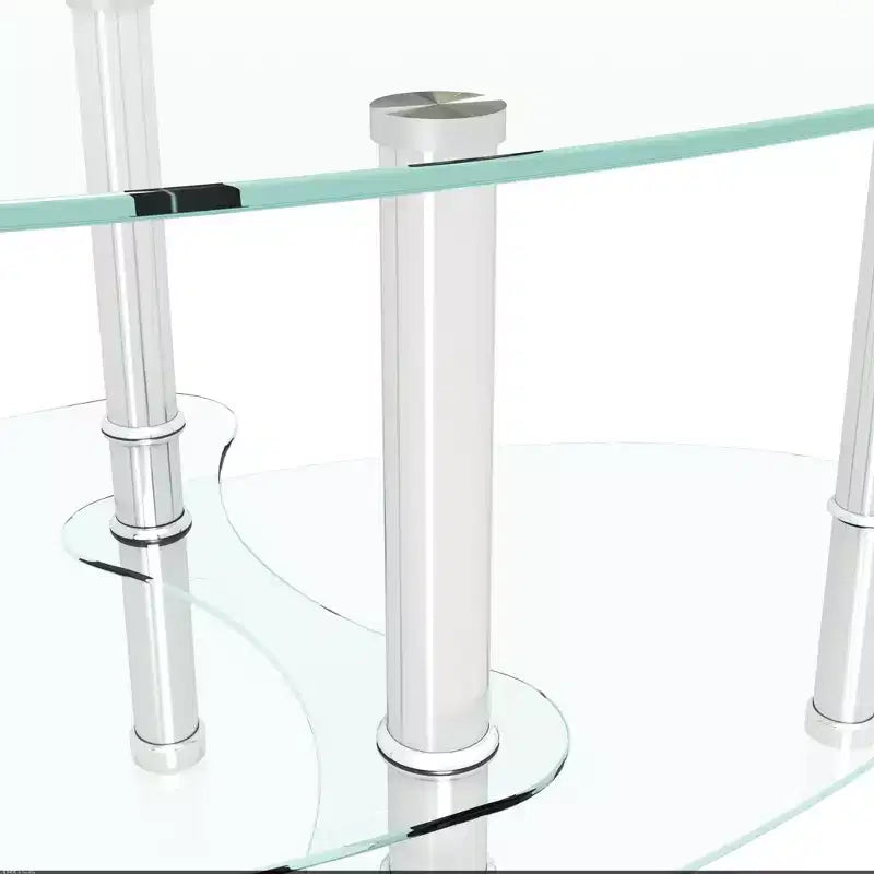Table basse ovale en verre, table d'appoint moderne pour salon, plateau transparent/noir