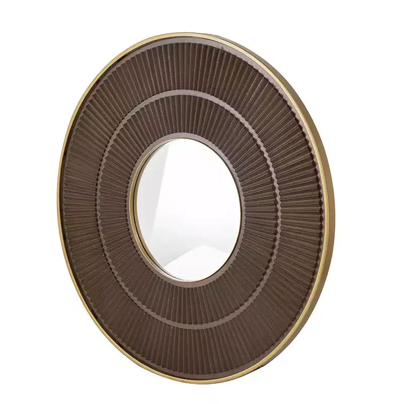 Miroir mural rond en bois de 31,5 pouces avec cadre en fer doré