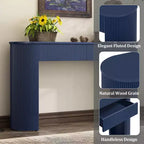 Console moderne avec motif cannelé, plateau ovale et 2 tiroirs pour entrée et salon