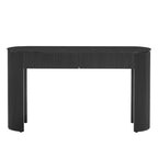 Console moderne avec motif cannelé, plateau ovale et 2 tiroirs pour entrée et salon