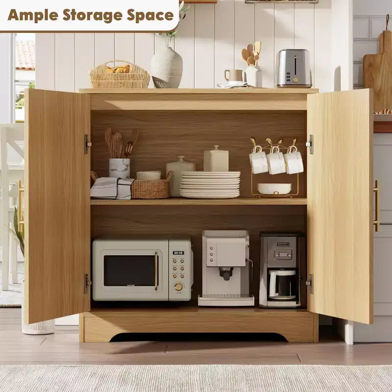 Buffet bahut moderne avec 2 portes en rotin, console de rangement pour salon