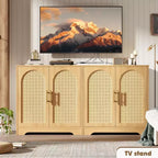 Buffet bahut moderne avec 2 portes en rotin, console de rangement pour salon