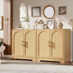 Buffet bahut moderne avec 2 portes en rotin, console de rangement pour salon