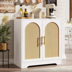 Buffet bahut moderne avec 2 portes en rotin, console de rangement pour salon