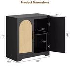 Buffet bahut moderne avec 2 portes en rotin, console de rangement pour salon