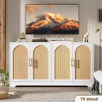 Buffet bahut moderne avec 2 portes en rotin, console de rangement pour salon