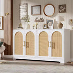 Buffet bahut moderne avec 2 portes en rotin, console de rangement pour salon