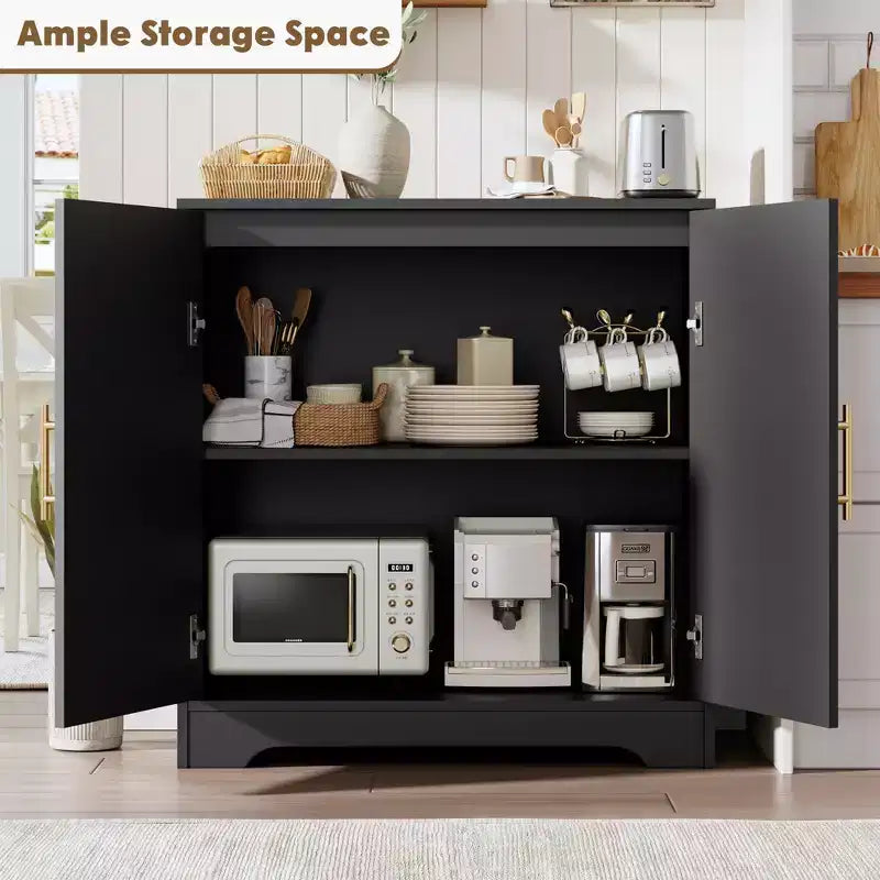 Buffet bahut moderne avec 2 portes en rotin, console de rangement pour salon