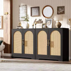 Buffet bahut moderne avec 2 portes en rotin, console de rangement pour salon