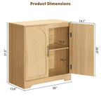 Buffet bahut moderne avec 2 portes en rotin, console de rangement pour salon