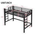 Lit mezzanine en métal une place avec échelle et barrière de sécurité arquée, peu encombrant, pas besoin de sommier tapissier, rose